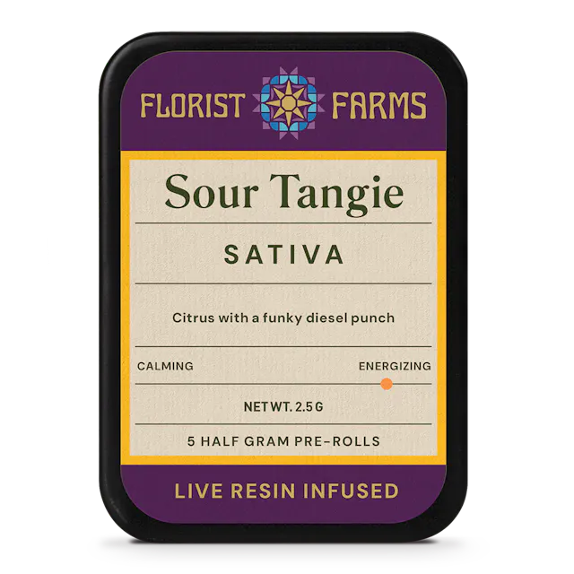 Florist Farms Infused Live Resin Sour Tangie | 1/2 Gram Joints | 5pk