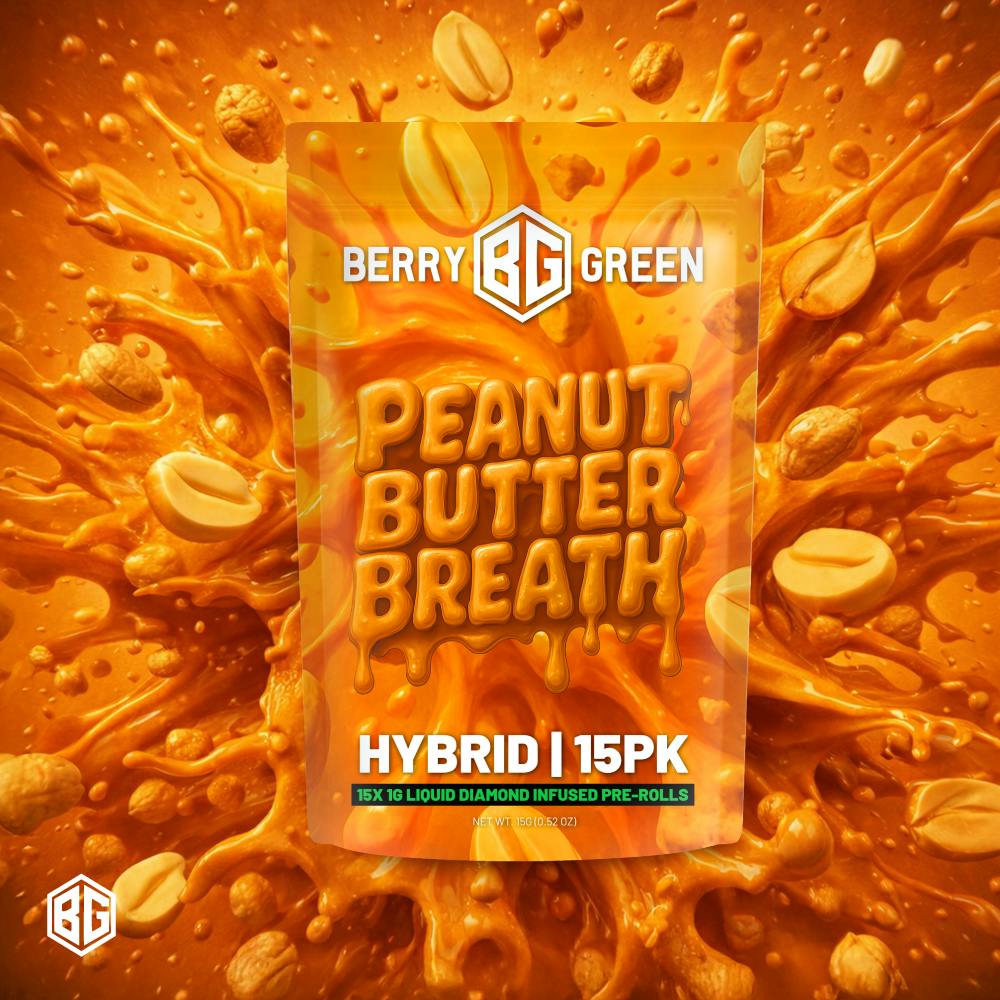 Berry Green - 15-Pack 1g Liquid Diamond Infused Prerolls - Peanut Butter Breath