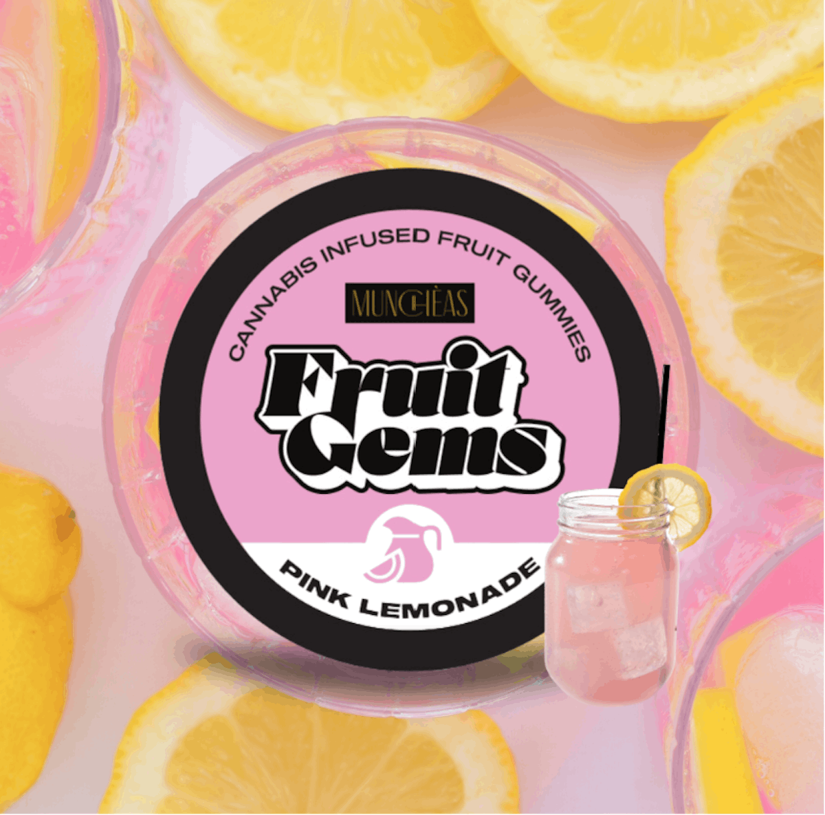 Green Gold Munchèas Pink Lemonade Fruit Gems 100mg Zaza Green