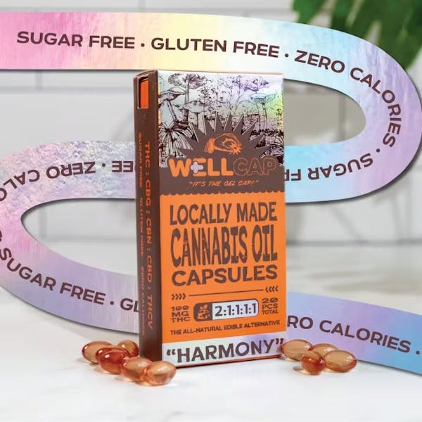 Harmony (2:1:1:1:1) (THC:CBD:CBG:CBN:THCV) - 100mg Gel Caps - WellCap