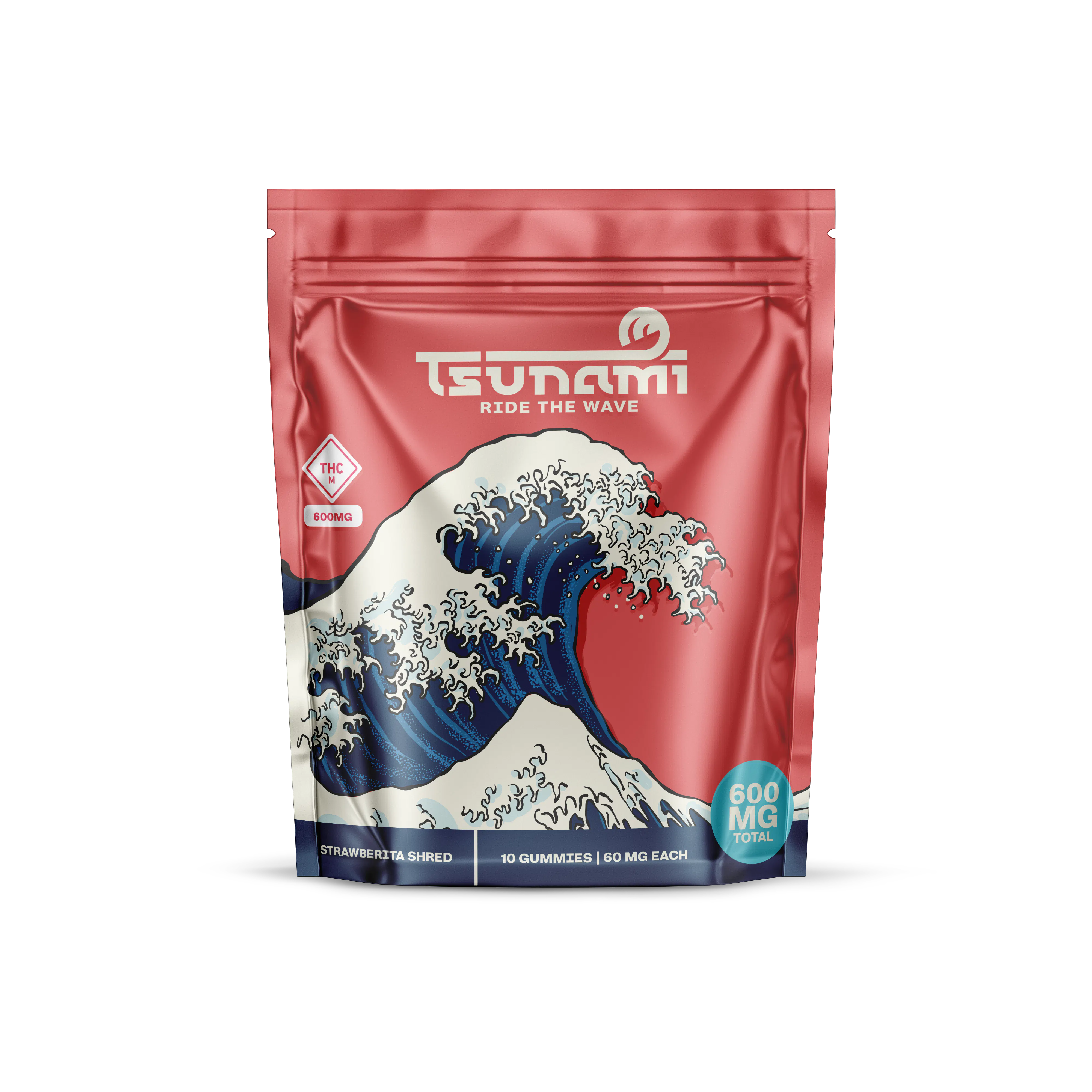 Tsunami Gummies | Strawberita Shred | 600mg | 10pk | Blue Sage