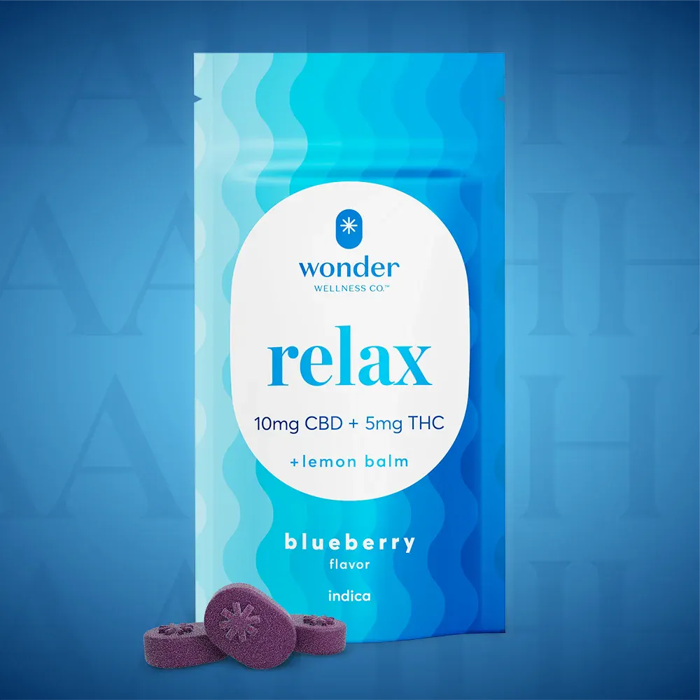 Product Wonder Wellness Relax Blueberry 2:1 CBD:THC Gummies