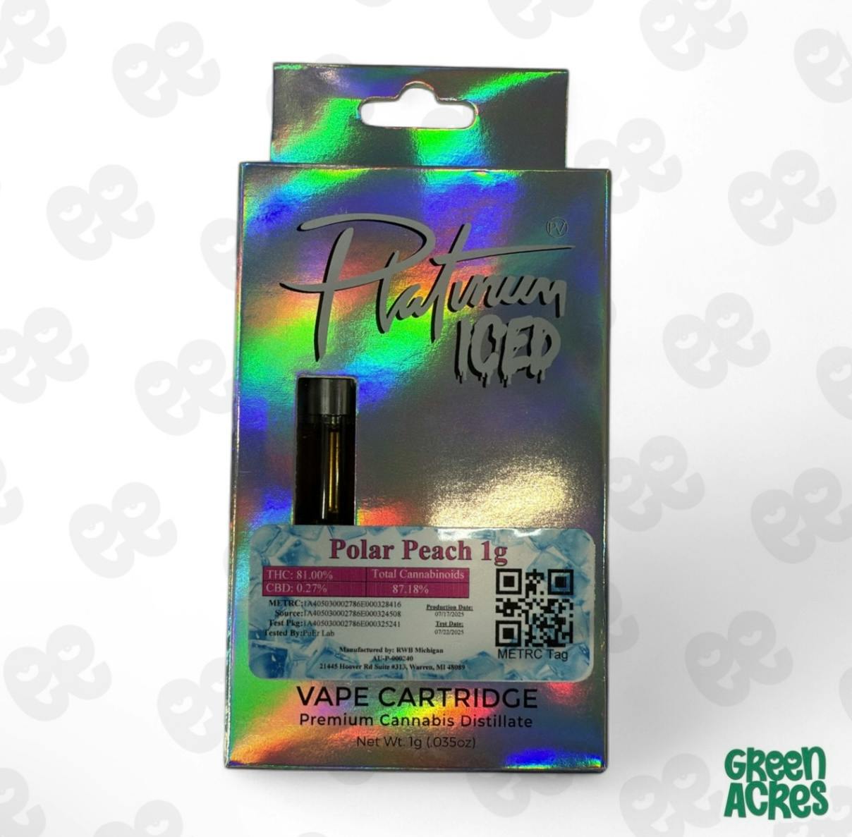 Platinum: Polar Peach 1G Cartridge | Green Acres - Inkster