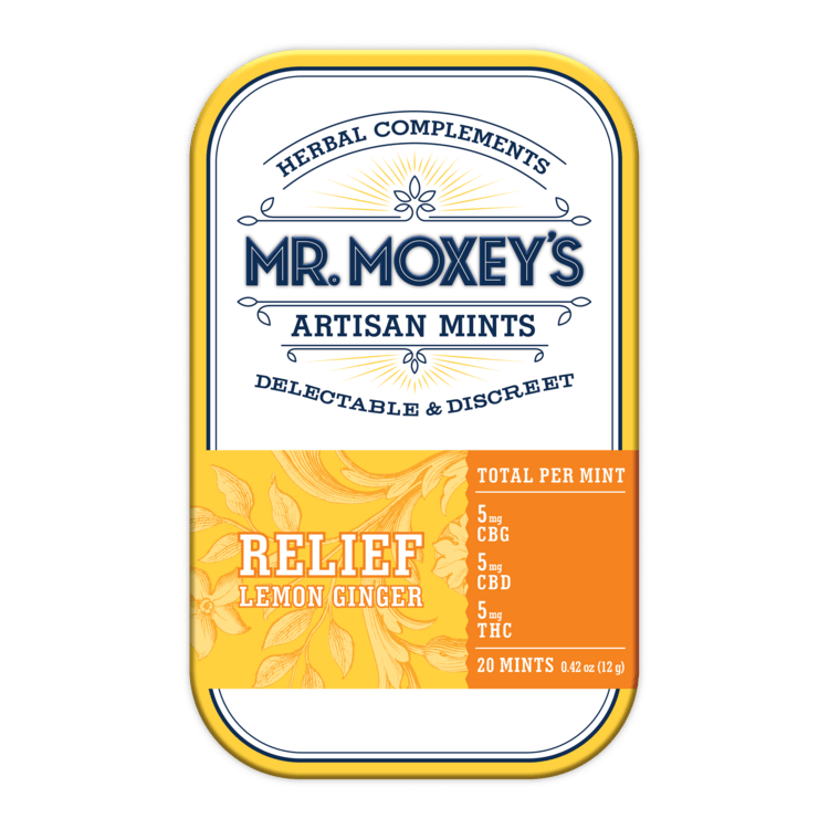 Mr. Moxey's: CBD/CBG 1:1:1 Relief Lemon Ginger Mints - 20pk 300mg