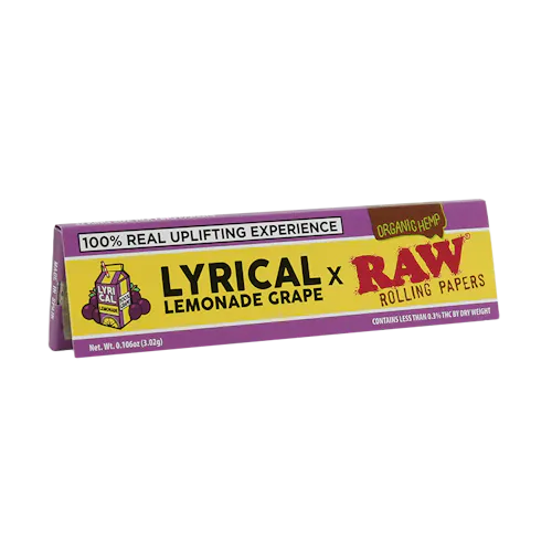 RAW | LYRICAL LEMONADE GRAPE | ORGANIC HEMP KING SIZE WIDE ROLLING PAPERS-active