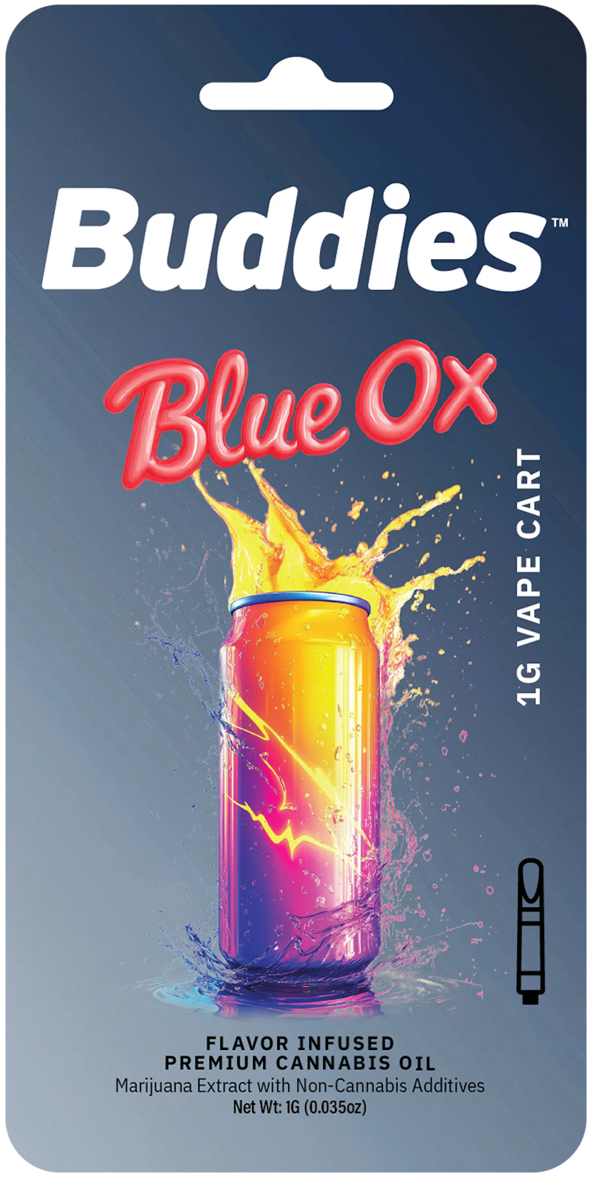 Buddies 1g BLUE OX Distillate All-In-One Rechargeable Vape Cartridge 1g  Vaporizers