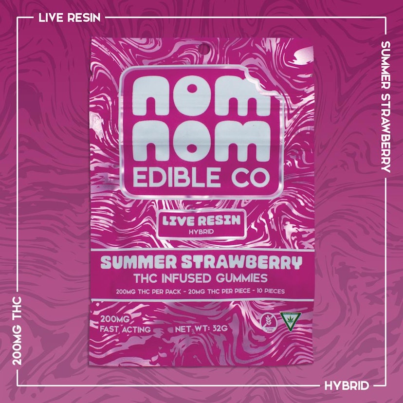 Nom Nom | 200mg THC Live Resin Gummies | Summer Strawberry