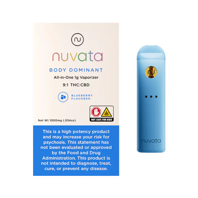 Nuvata Disposable Body Dominant - Blueberry 9 THC : 1 CBD 1g (hybrid, disposables)