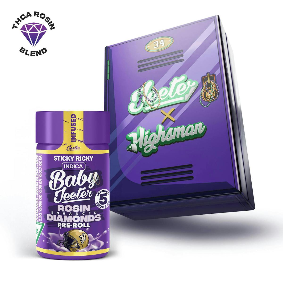 Photo of Baby Jeeter x Highsman Sticky Ricky 0.5g 5pk Infused Prerolls