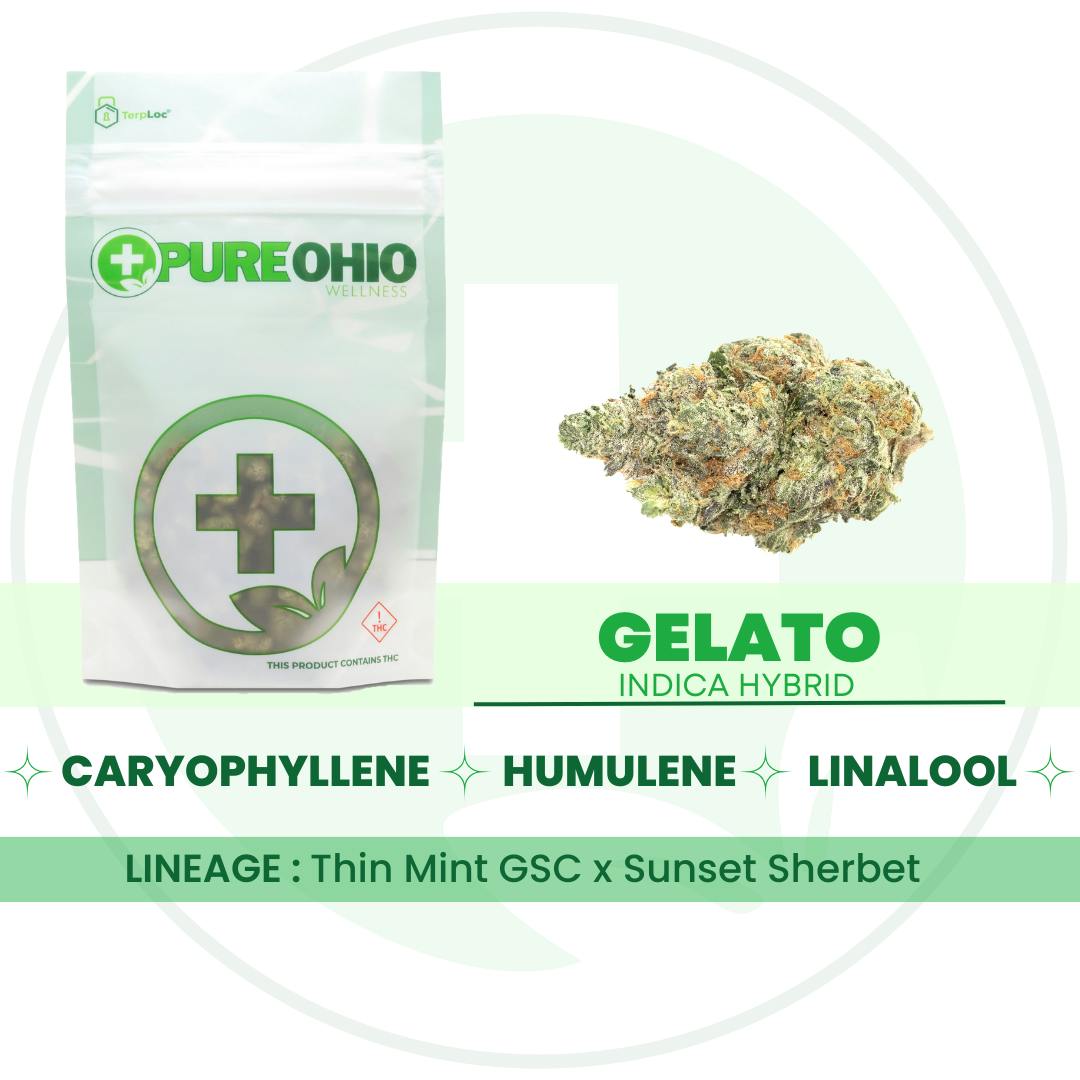 【Yac】CNP 1ml GELATO CBD CBG CBN CRD Gelato Full Bud 14.15g (Hybrid) | Pure Ohio Wellness | Piqua