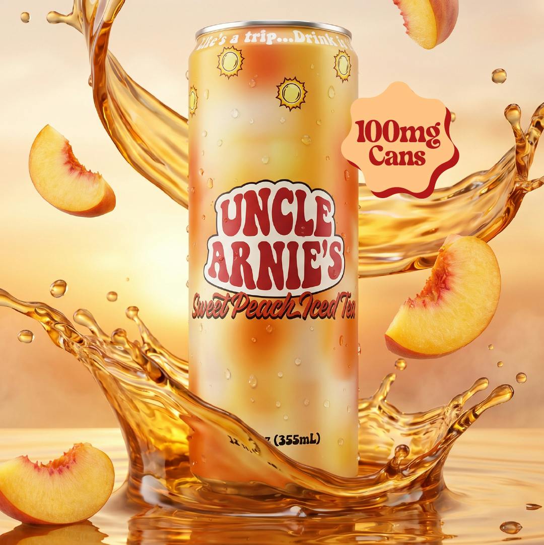 Uncle Arnie's 12oz 100mg Sweet Peach Iced Tea