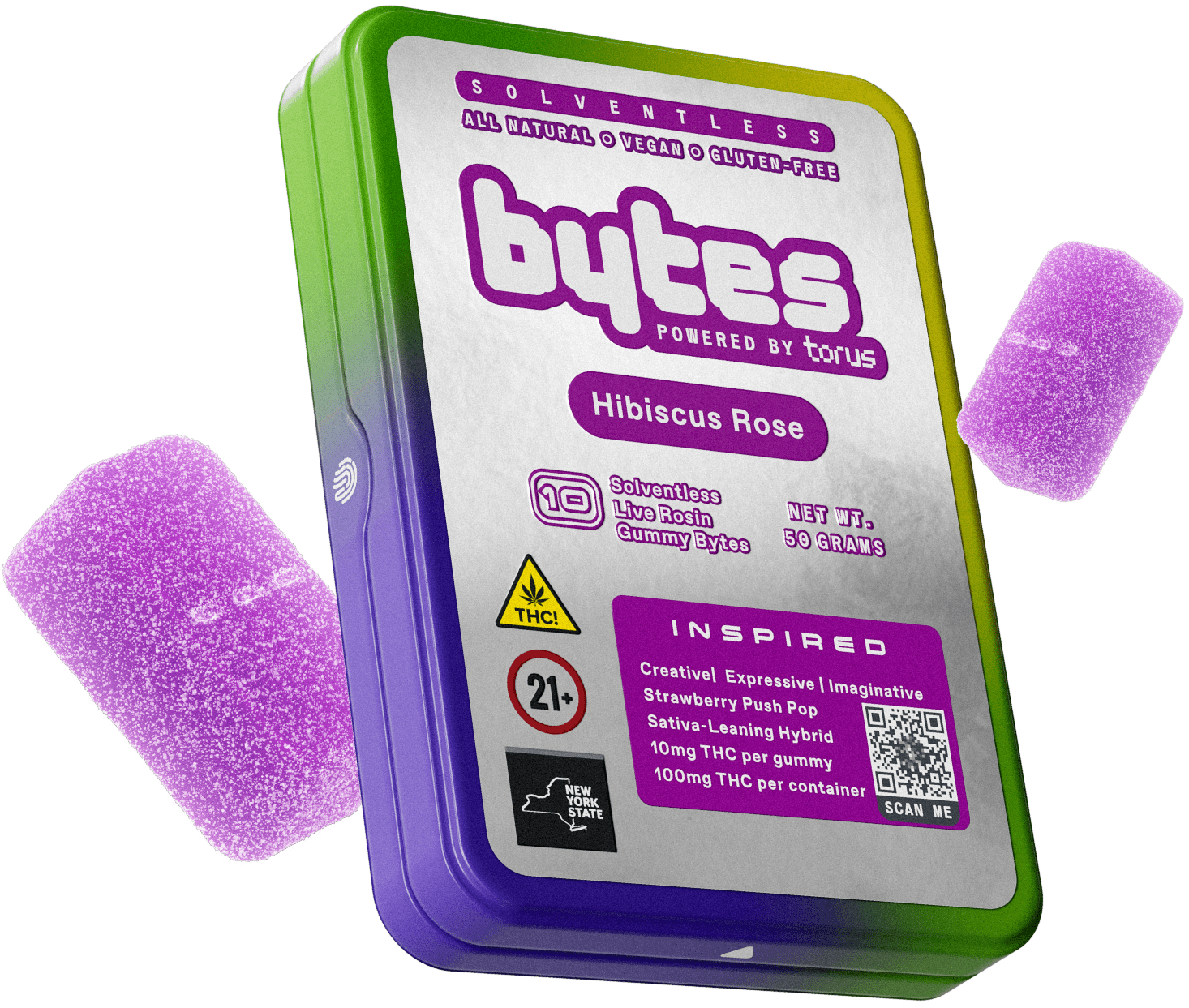Bytes - Hibiscus Rose Inspired Live Rosin Gummies 10pk - 100mgBytesSativa-HybridTHC: 100 mgKaya Bliss Summer Special! Spend $100 get $10 Off!+2