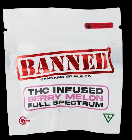 Banned Edible Co. BANNED EDIBLE CO. | BERRY MELON - SINGLE NERDLESS GUMMY | 200MG | HYBRID — EDIBLES