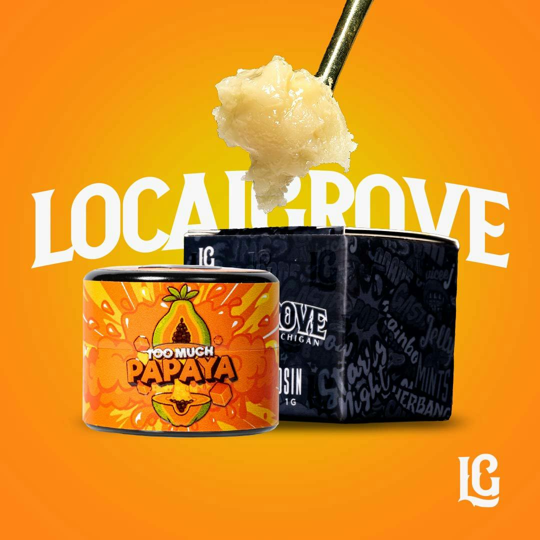 Product: Local Grove |  Live Hash Rosin Badder | Too Much Papaya | 1G