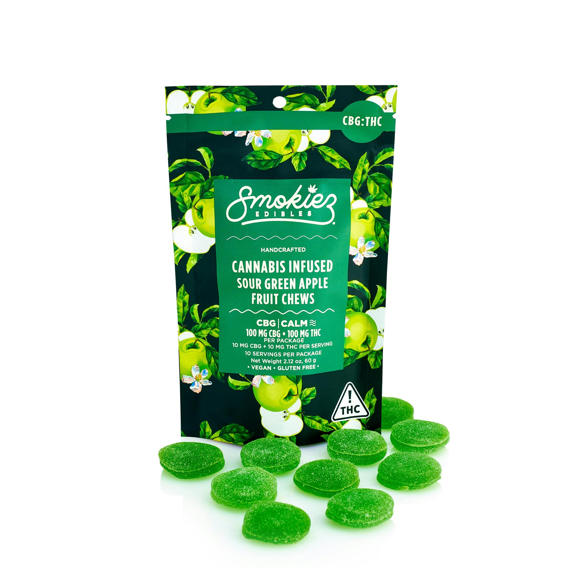Smokiez Sour Green Apple 1:1 CBG:THC Fruit Chews 10pk 10mg