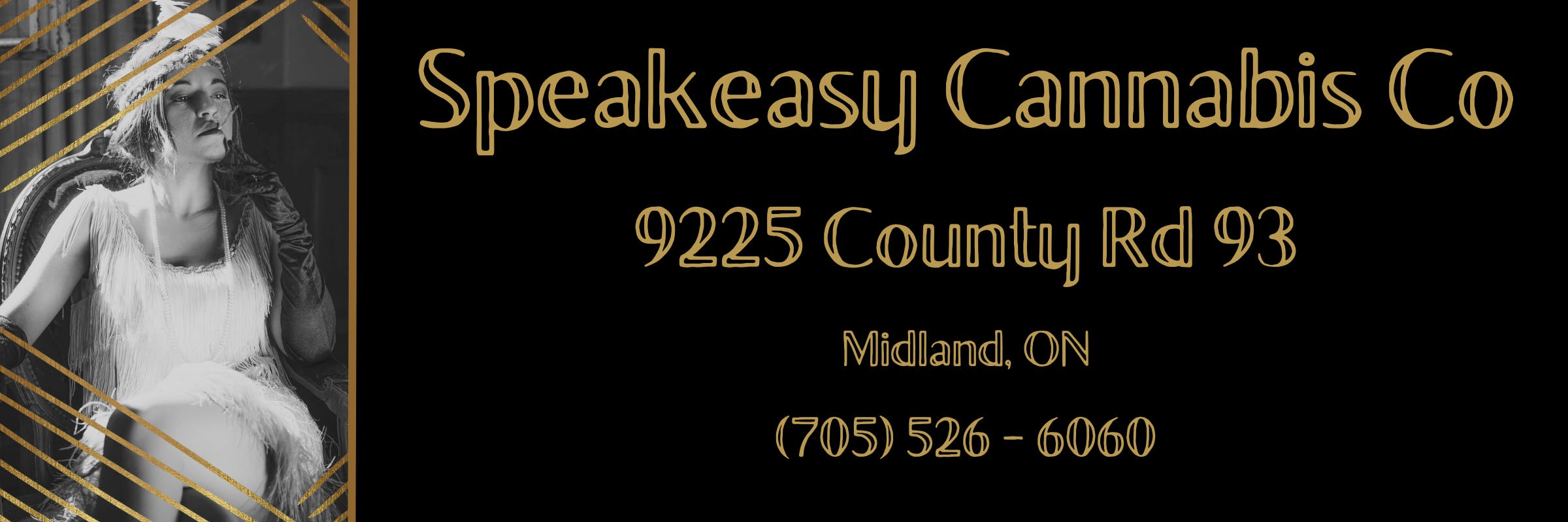 Speakeasy Cannabis Co located at 9225 Country Rd 93 Midland, ON. Call us at 705 526 6060