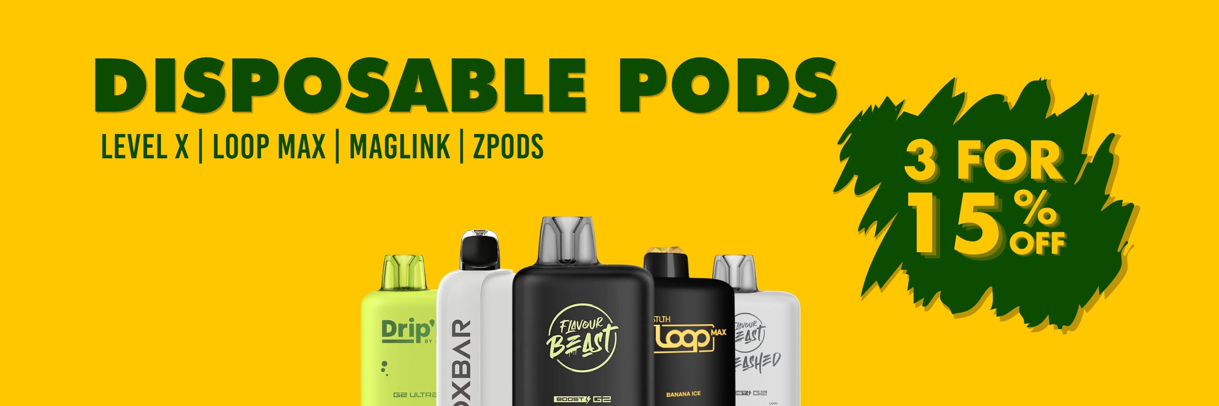 Level X, Flavour Beast, Drip'n, Flavour Beast Unleashed, Boost, G2, Level X Pro, Level X Refillable Pod. Vape, Disposable, Disposable Pod