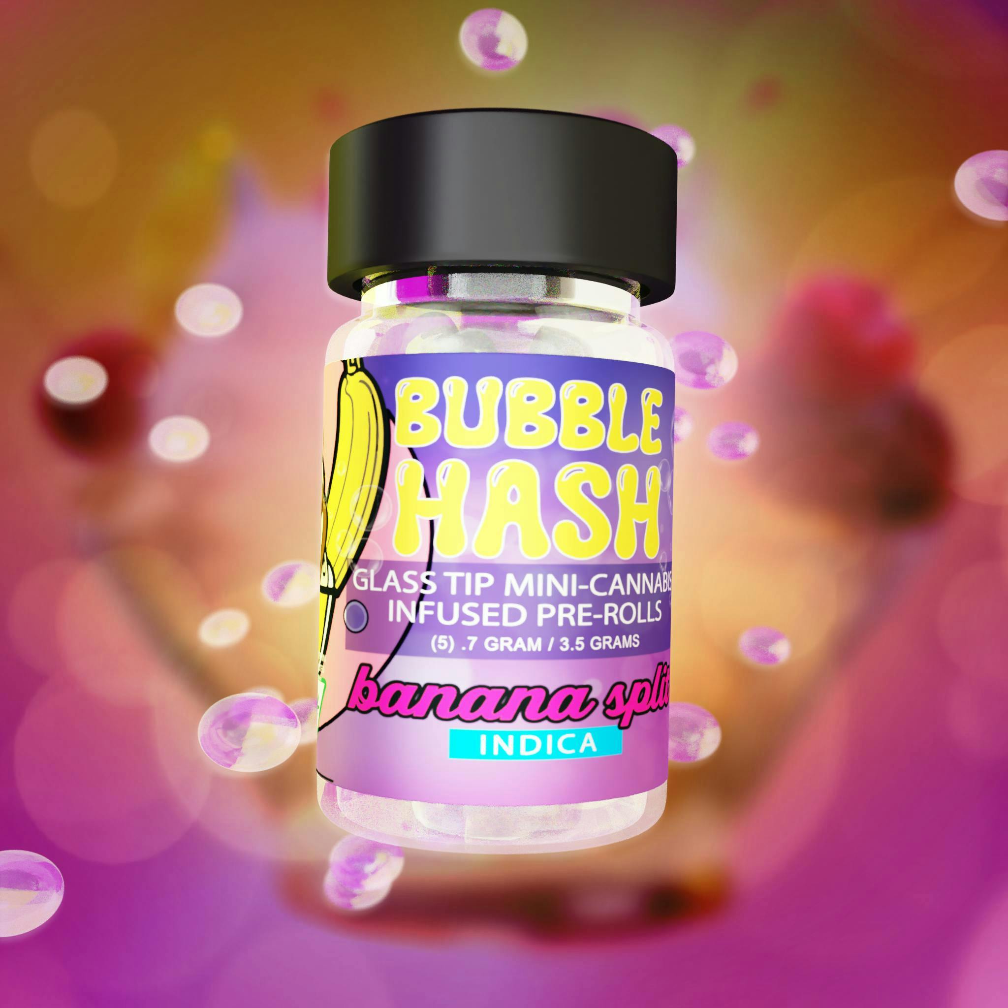 Product: AMNESIA | BANANA SPLIT | INFUSED PRE-ROLLS (GLASS TIPS) | 5 x 0.7G INDICA