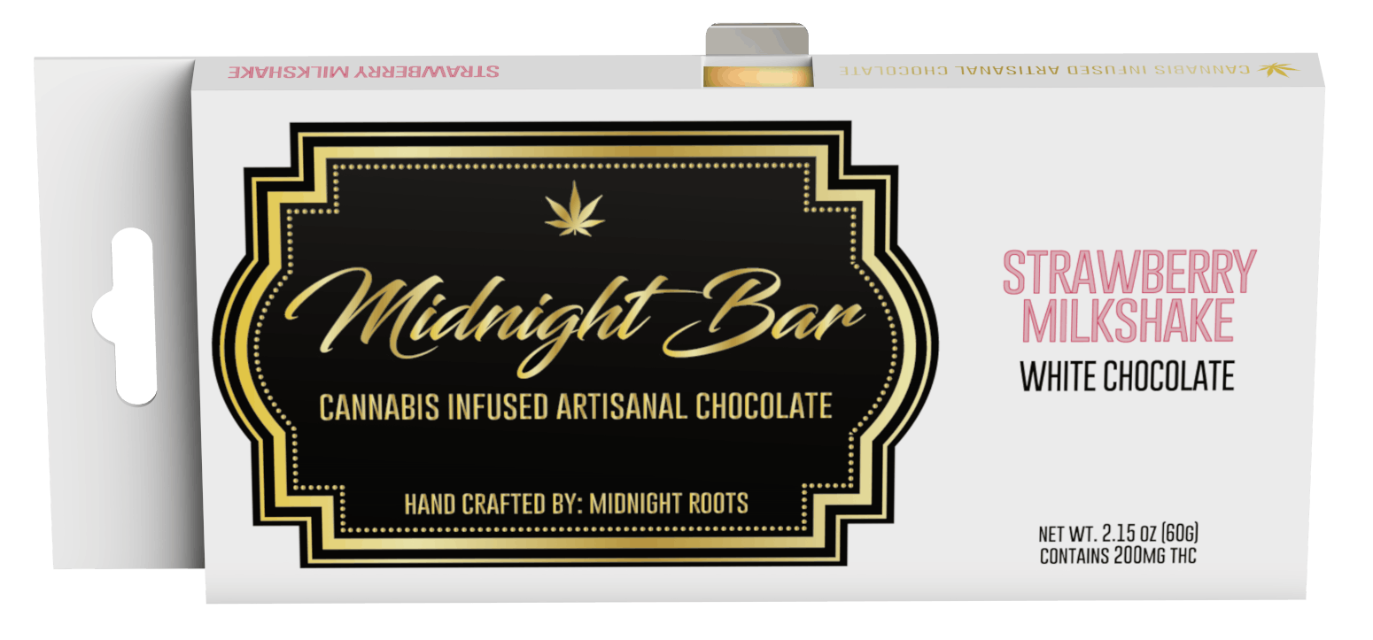 Product: Midnight Roots | Chocolate Bar - 200mg - Strawberry Milkshake