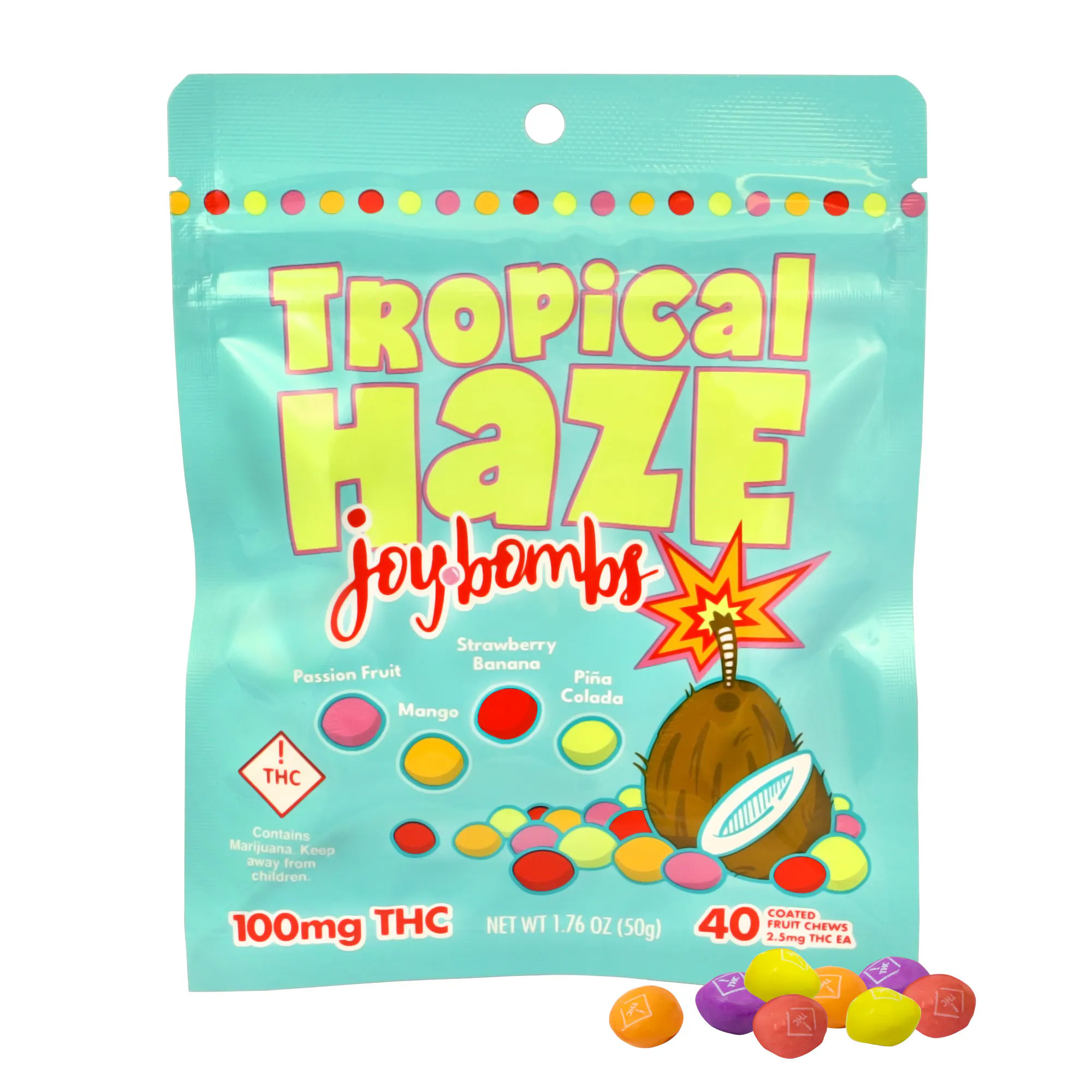 Joy Bombs Tropical Haze - 100mg THC (40pk / 2.5mg ea) | Durango