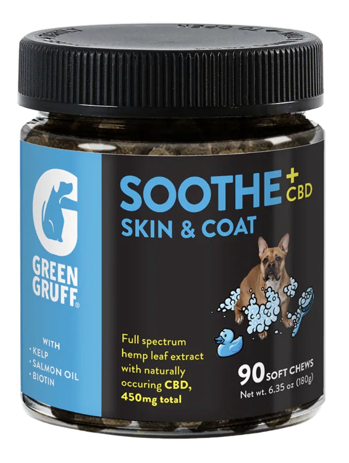 Green Gruff- Soothe Plus CBD |Skin & Coat Dog Supplement 90ct