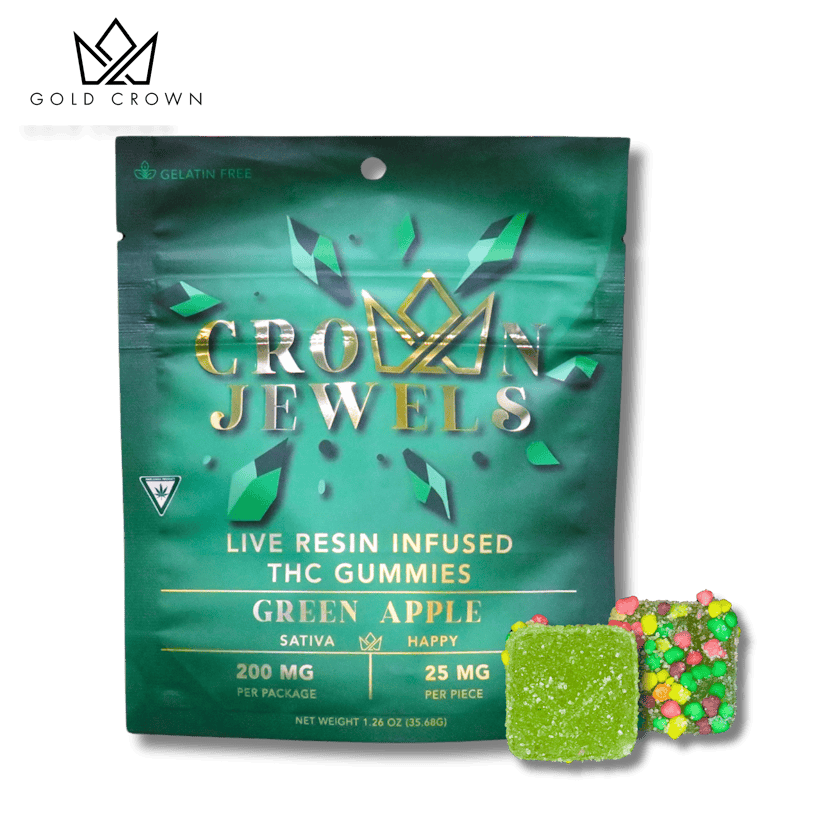 Gold Crown 200mg Crown Jewels Gummies Green Apple