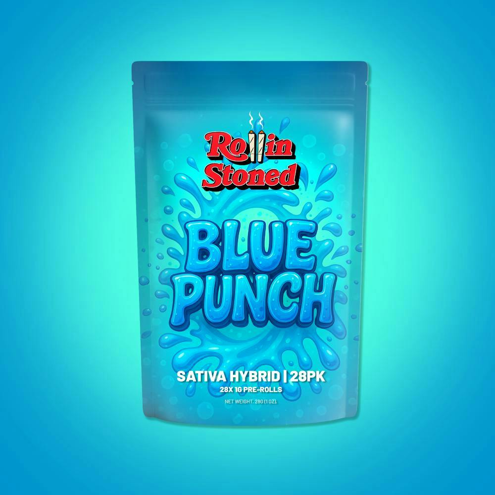 BLUE PUNCH PRE-ROLL PACK 1G x 28 SATIVA by Rollin Stoned – Pre-Rolls at Gatsby Cannabis