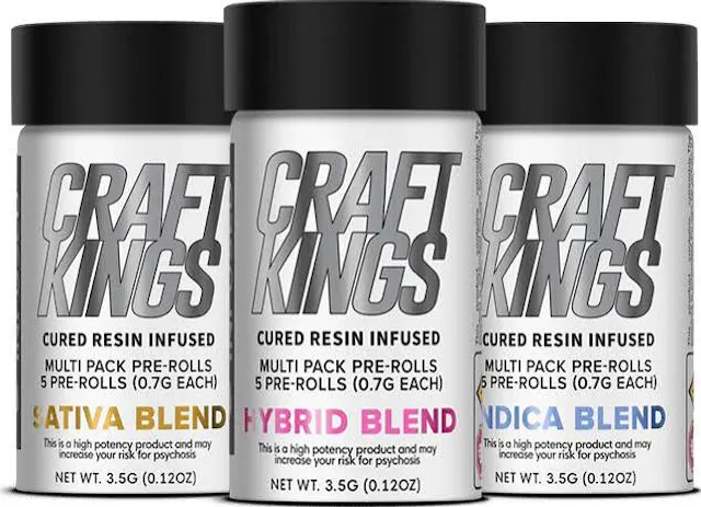Craft Kings Infused Pre-Roll Pack Indica Blend 5pk/3.5g (infused pre roll packs)