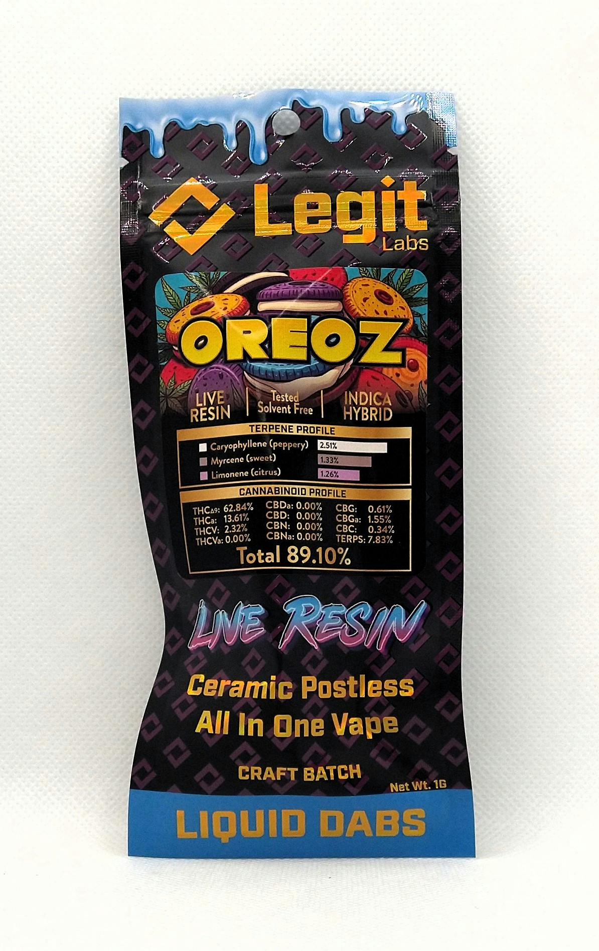 Product: Legit Labs | Oreoz | Live Resin Disposable Vape Indica