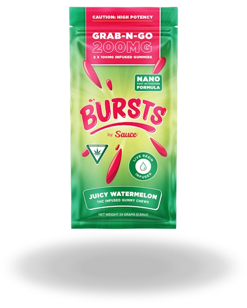 Sauce | Bursts Juicy Watermelon Live Resin Gummies 2pk | 200mg