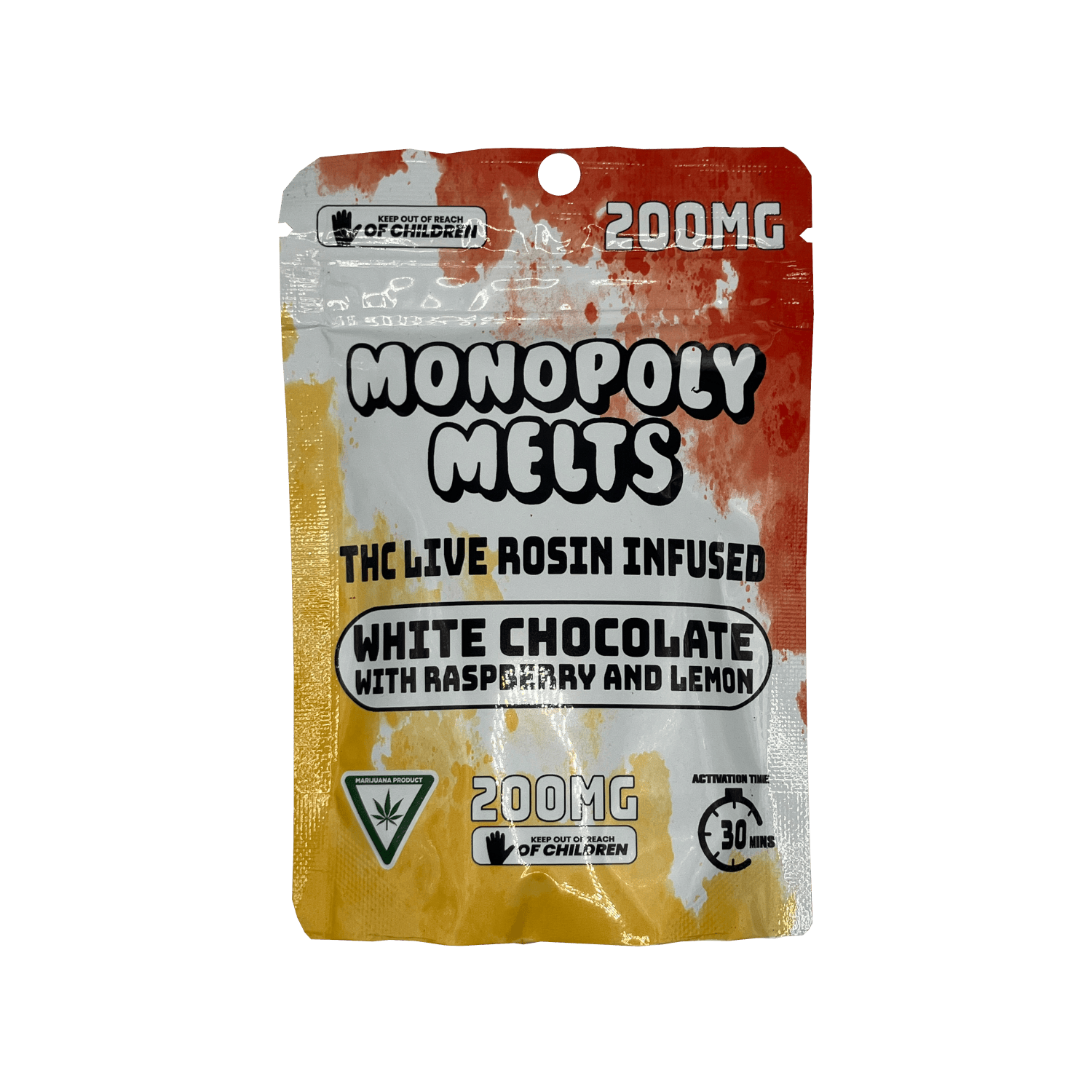 Product: Monopoly Melts | Live Rosin Melts - 200mg - Raspberry Lemon White Chocolate