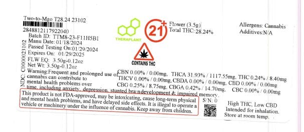 Two to Mgo T28.24 23102 H 3.5g Affinity Dispensary Med