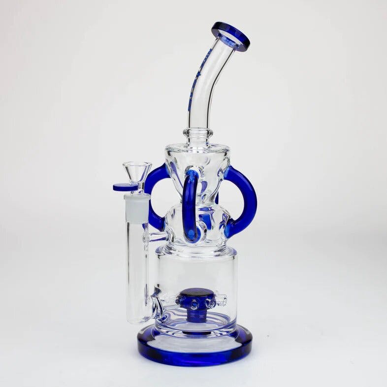 High-End Brands Glass - NG- 11 inch Sprocket Perc 4-Arm Recycler - Blue