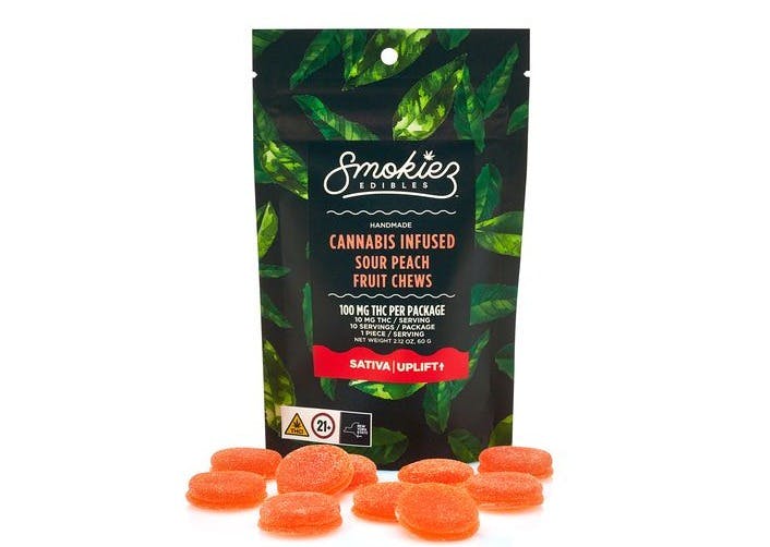Sour Peach Sativa  100mg THC Fruit Chews