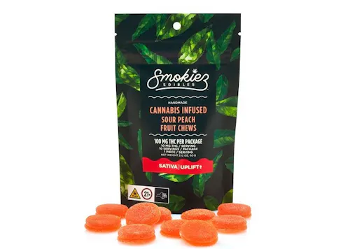 Sour Peach Sativa  100mg THC Fruit Chews-active