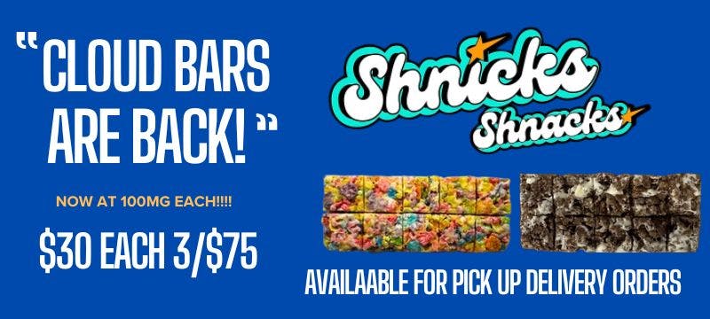 RICE CRISPY EDIBLES 100MG CLOUD BARS ARE BACK IN STOCL FOR CELIVERY
