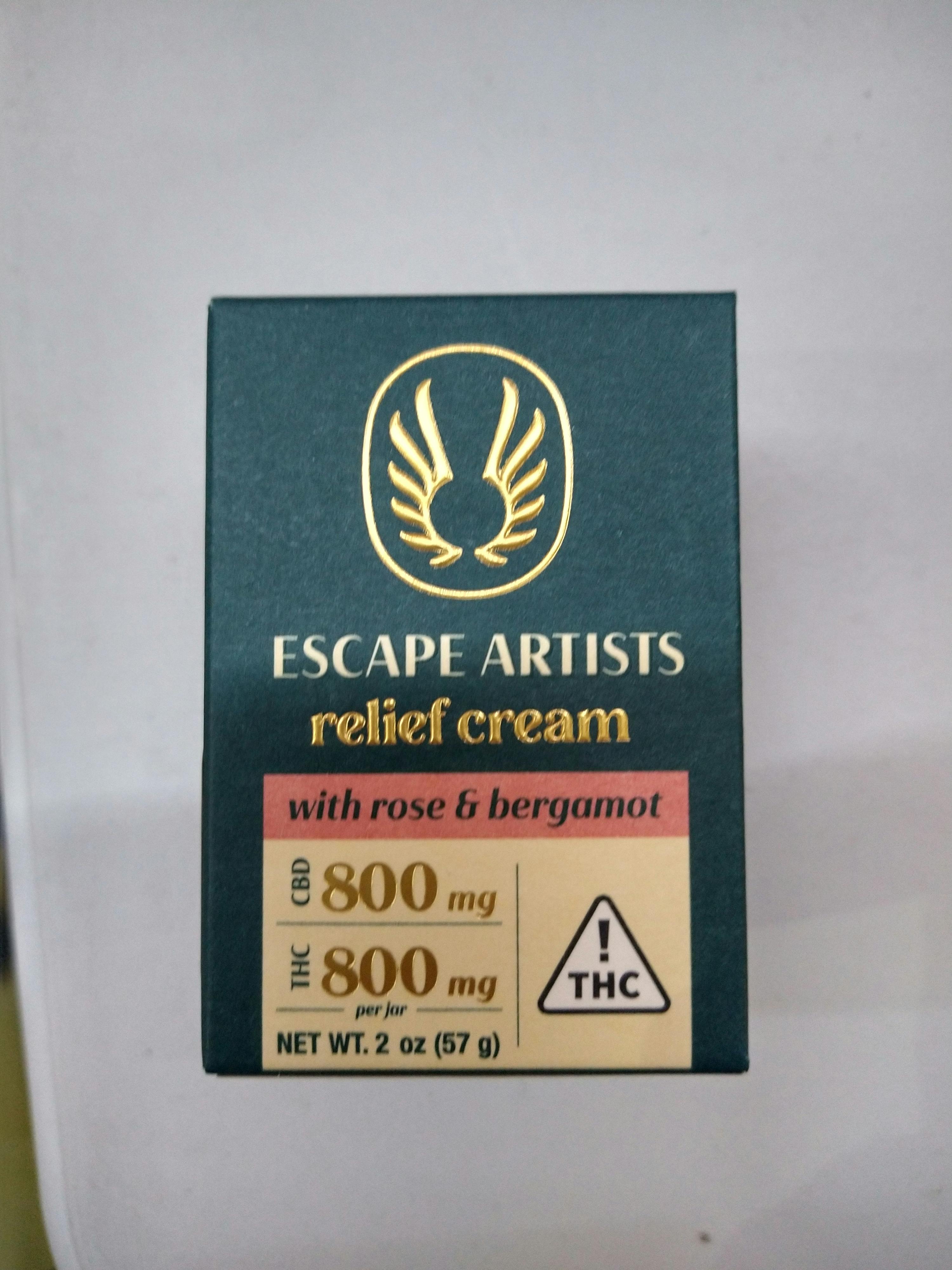 Escape Artists - Rose & Bergamot Relief Cream 1:1 (800mg THC/800mg CBD)