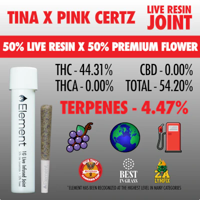 Element x SuperSuper - 1g Live Resin Joint - Tina X Pink Certz