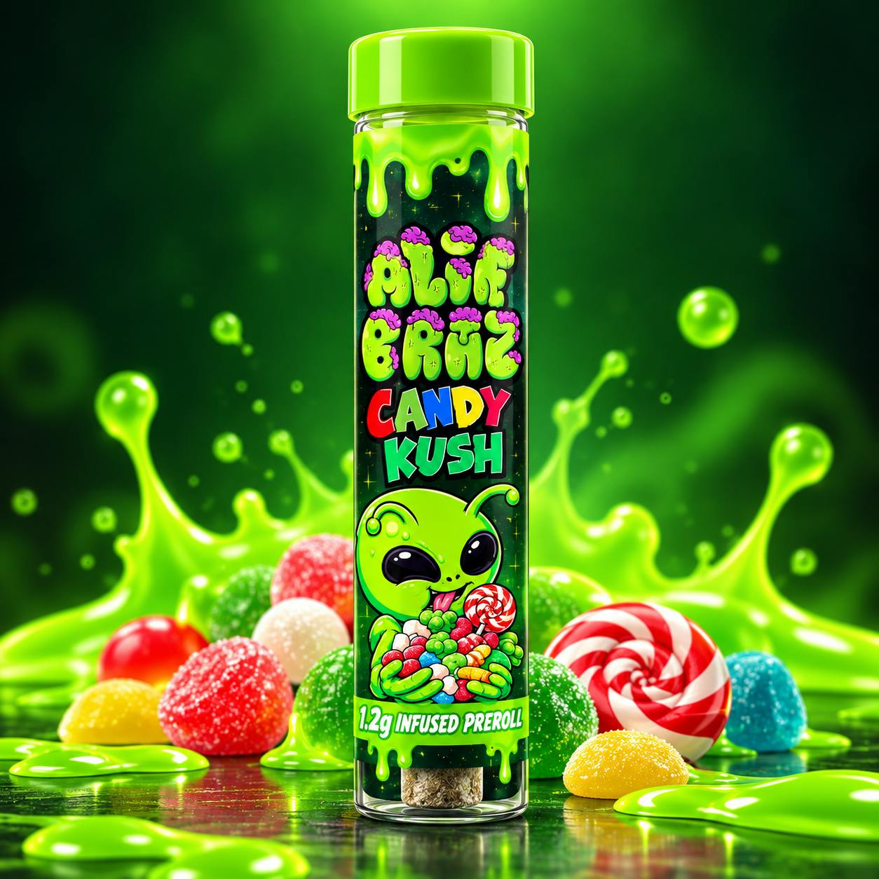 Alien Brainz - 1.2g Infused Preroll - Candy Kush