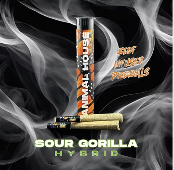 Animal House | Sour Gorilla | 2pk Kief Infused Pre -roll