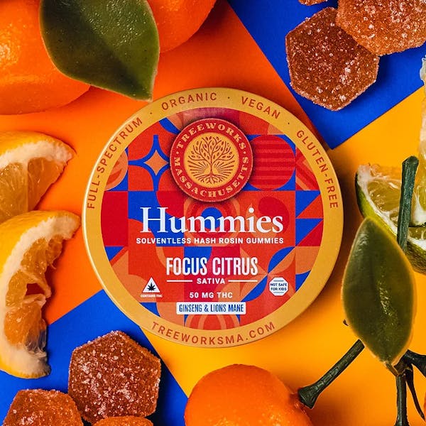 Organic Focus Citrus (S) - 100mg Solventless Hash Rosin Gummies - Hummies