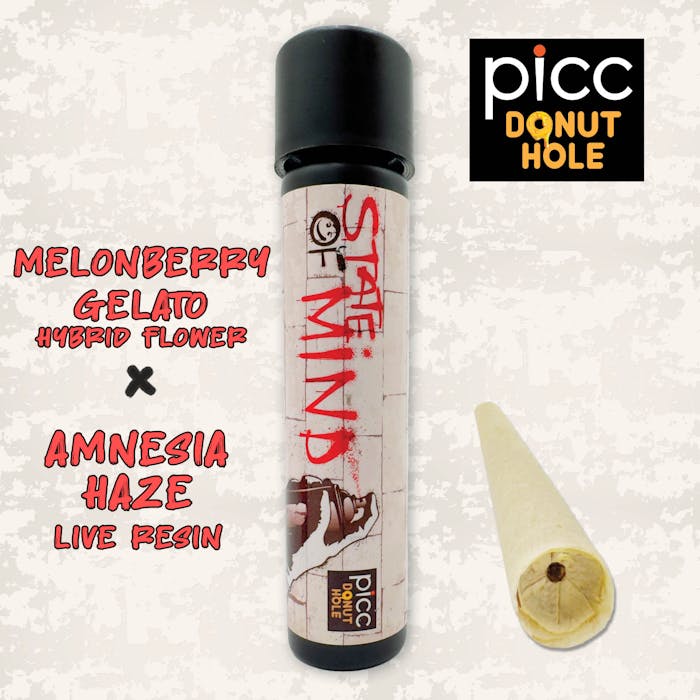 Product State Of Mind - MelonBerry Gelato x Amnesia Haze - 1g - Live Resin Infused Pre Roll