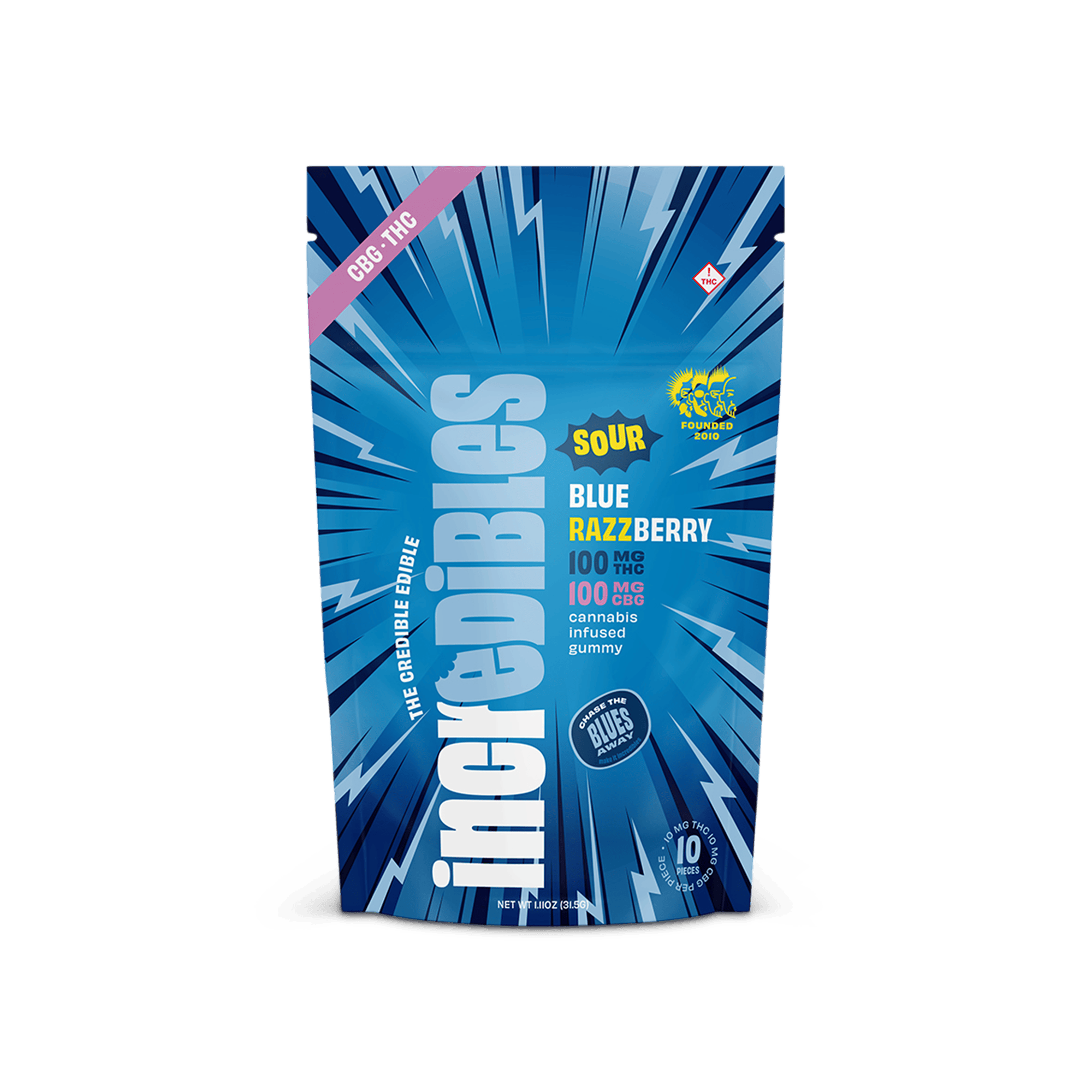 Incredibles Sour Blue Razzberry (Hybrid) Gummy 100mg