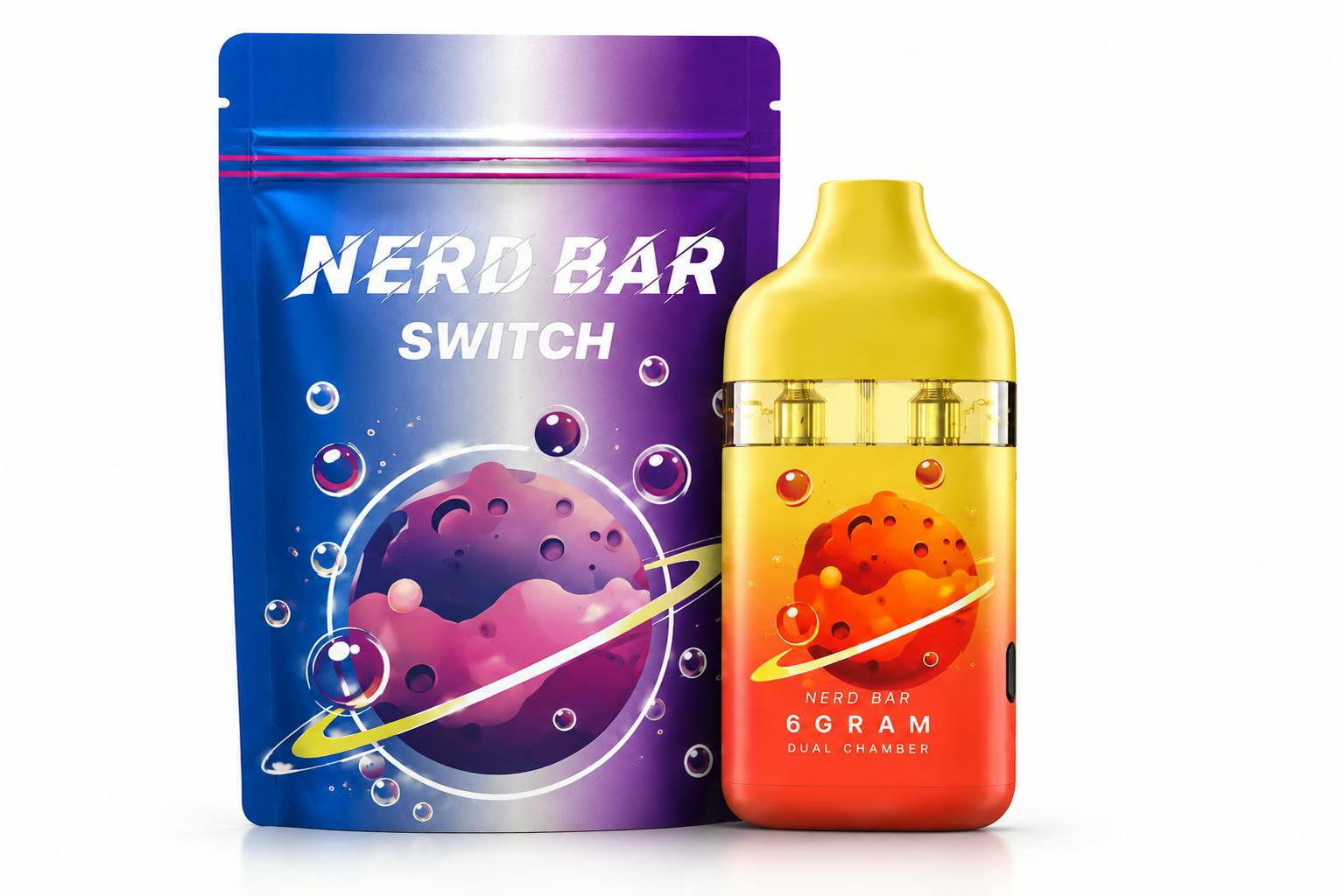 Nerd Bar 6G Dual AIO Live Resin Vape - Strawberry Cough x Watermelon Zkittles