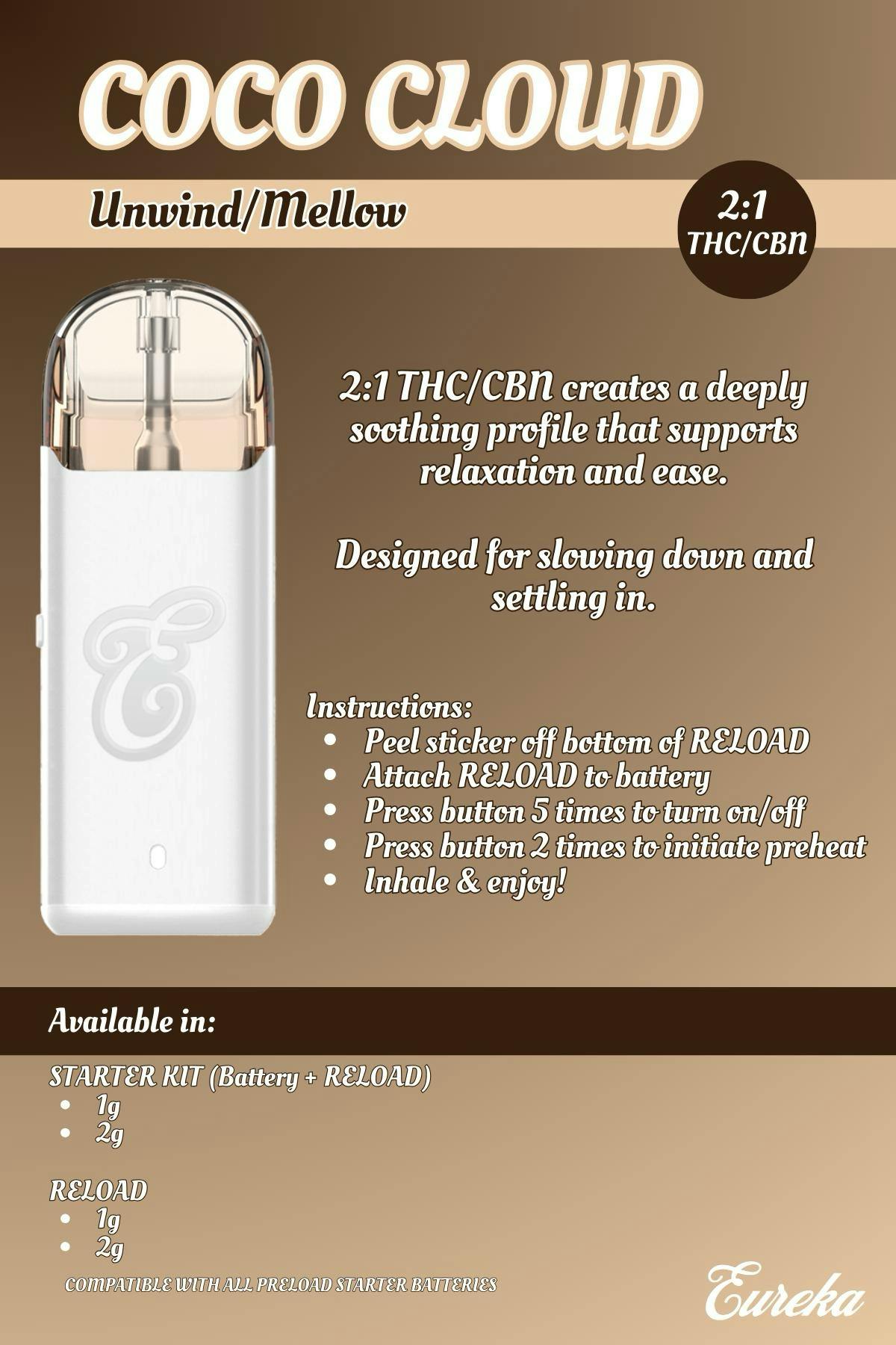 Coco Cloud 2:1 THC:CBN Reload Pod