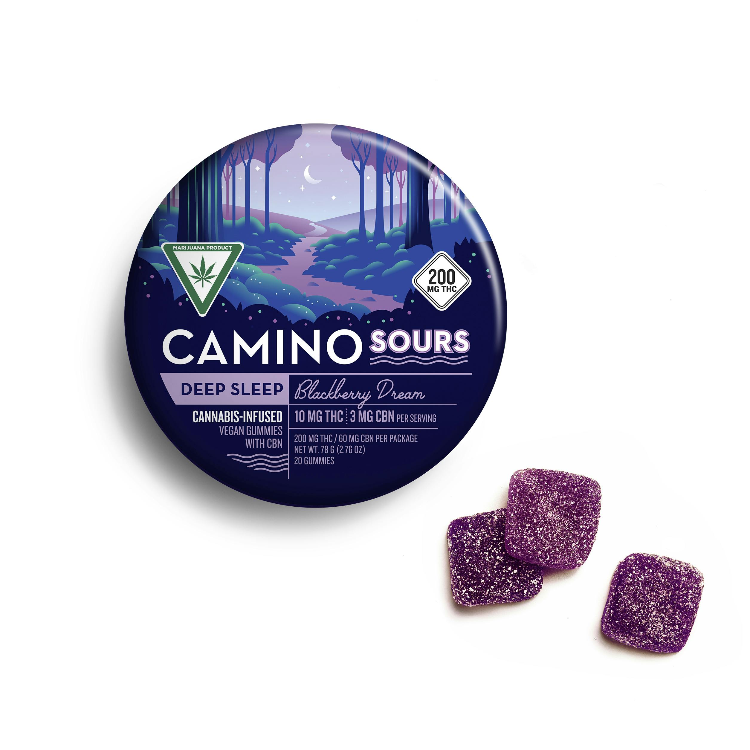 Product: Camino Sours 'Deep Sleep' Blackberry Dream CBN High Dose Gummies [20pk] (200mg THC : 30mg CBN)