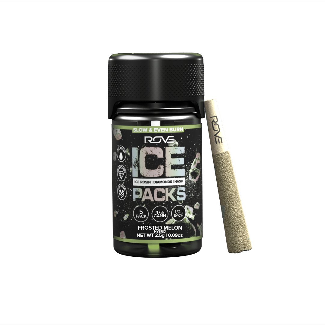 Rove Frosted Melon Rosin, Diamond, Hash Infused 5pk Preroll - Hybrid
