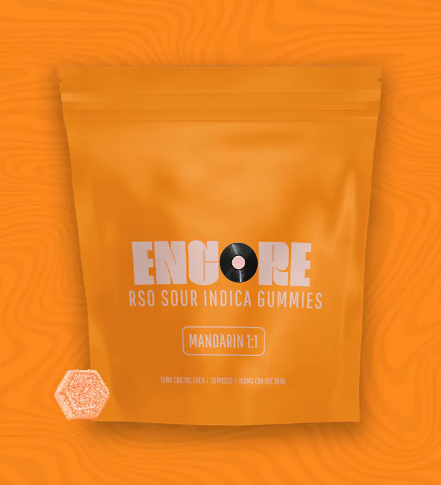 Encore Edibles Encore RSO Gummies Mandarin 1 THC : 1 CBD 10pk/100mg (hybrid, 1g)