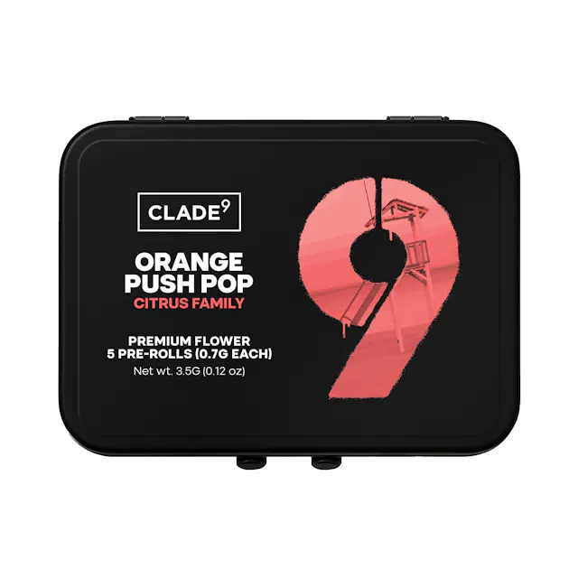 Clade9 Pre-Roll Pack Orange Push Pop 5pk/3.5g (sativa hybrid, packs)