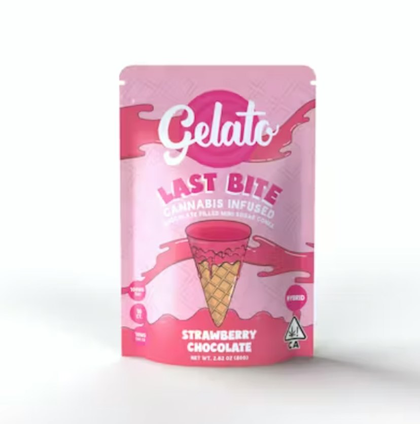 Gelato | 200mg THC Chocolate Cone Bites | Strawberry White Chocolate